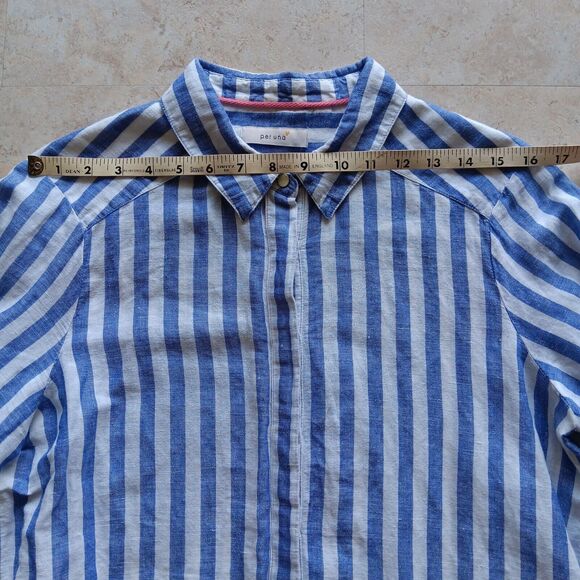 M&S Per Una Women's Top Beachy Mix Linen Button-Up Long Sleeve Shirt Size 12 - Picture 3 of 9